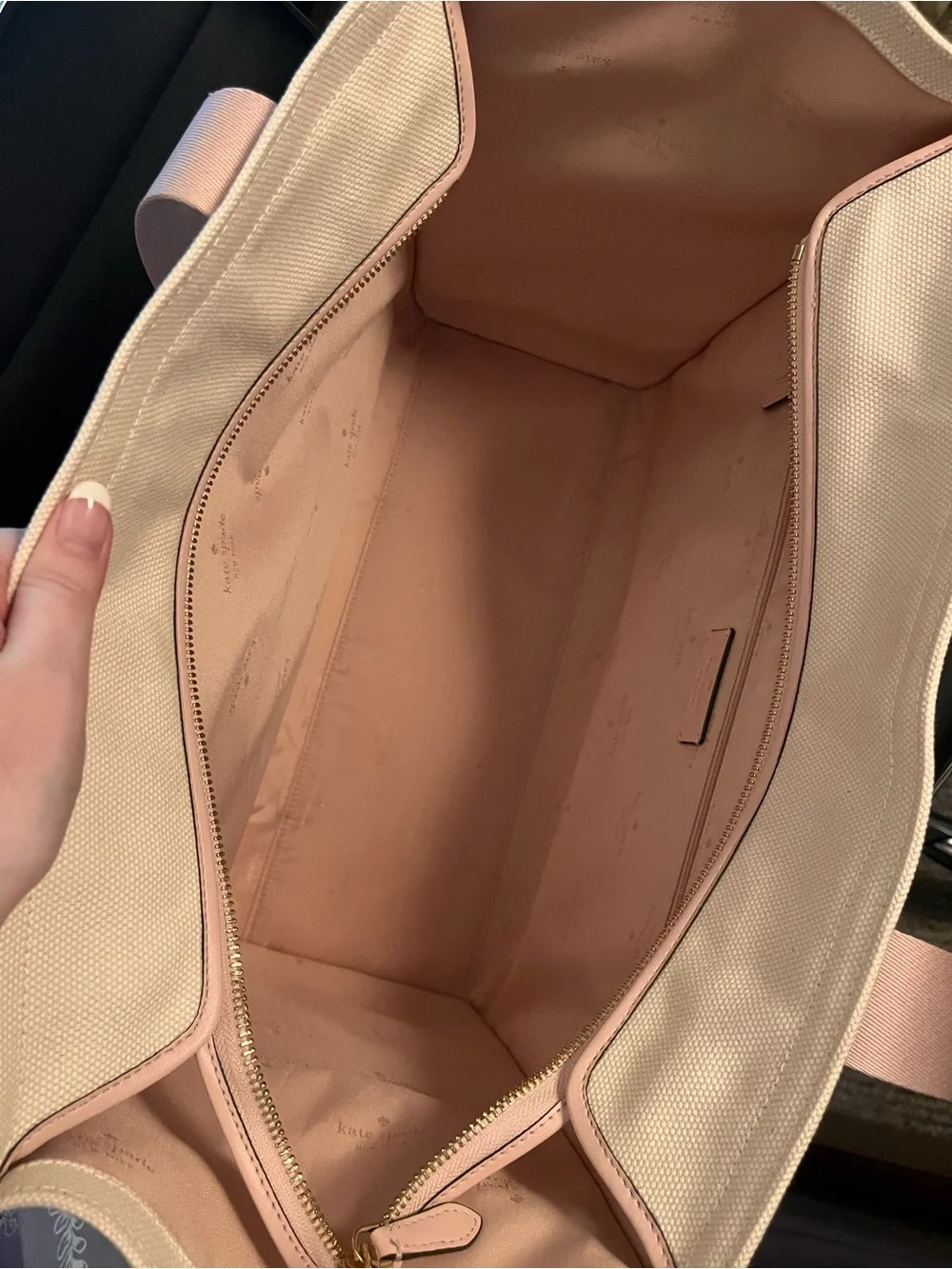 kate spade large kip tote in rose smoke multi pink/canvas